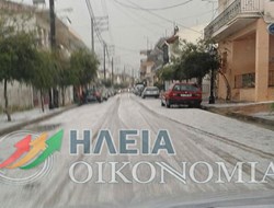 Έντονη χαλαζόπτωση σημειώθηκε στο Τραγανό Ηλείας